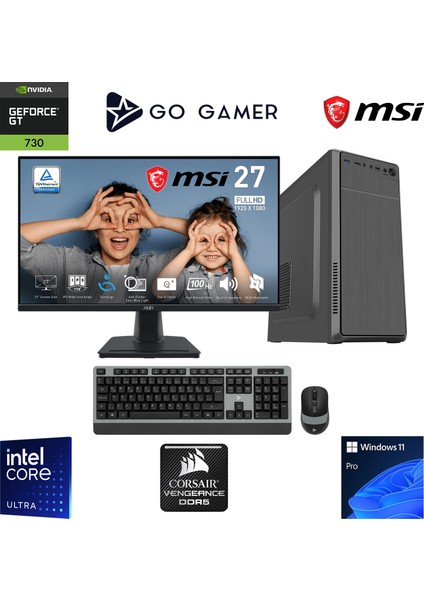 U11D Intel Core Ultra 5 225F / 32GB Ddr5 5200MHZ / 512GB M.2 SSD / GT730 4gb / Msı 27" 100Hz / Windows 11 Pro Iş Bilgisayarı