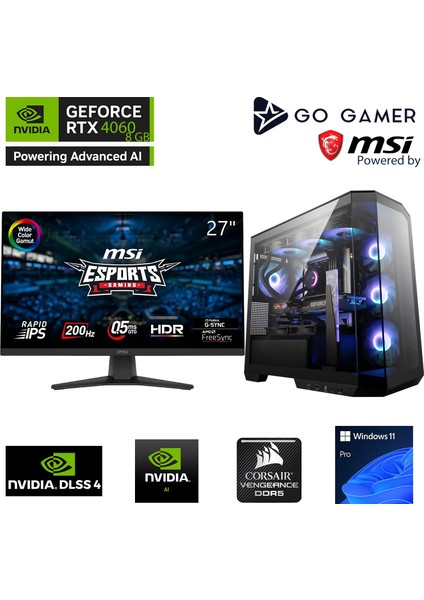 S1041DP Intel Core I9 14900KF / 32GB 6000MHZ Ddr5 Ram / 2tb Nvme SSD 6000-5000MB-SN Gen4 / RTX4060 8gb / 240MM Sıvı Soğutma / Msı 27" 200Hz / Windows 11 Pro Masaüstü Bilgisayar