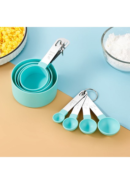 8 Adet Mix Set Mavi Paslanmaz Çelik Ölçme Bardak Seti 8 Kepçe Çay Kahve Mutfak Alet Setleri Pişirme Aksesuarları Kek Araçları Ölçme Terazi Seti (Yurt Dışından)