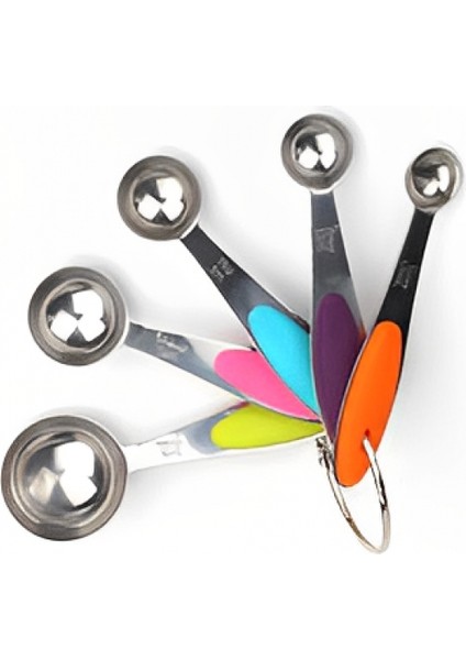 Çok Ölçüm Kaşığı 5 Adet Silikon Saplı Mutfak Terazisi Pişirme Paslanmaz Çelik Ölçüm Kapları Kepçe Seti Pişirme Araçları (Yurt Dışından) fiyatları