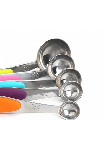 Çok Ölçüm Kaşığı 5 Adet Silikon Saplı Mutfak Terazisi Pişirme Paslanmaz Çelik Ölçüm Kapları Kepçe Seti Pişirme Araçları (Yurt Dışından) fırsatları