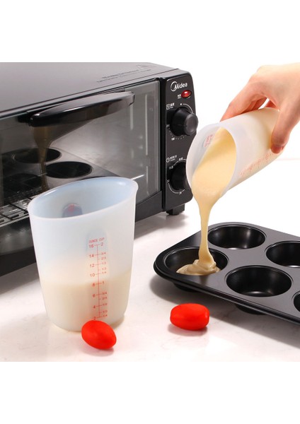 Küçük Silikon Ölçüm Kabı Gıda Sınıfı Silikon Süt Bardağı Görsel Çift Ölçekli Pişirme Ölçüm Kabı 250ML 500ML Mutfak Ölçme Aracı (Yurt Dışından) fırsatları