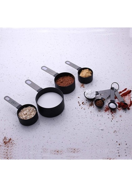 Siyah 8 Parça Siyah Plastik Ölçü Kapları Ölçü Kaşığı Pişirme Aletleri Mini Teraziler Pişirme Kaşıkları Kahve Çay Mutfak Aletleri (Yurt Dışından) fırsatları