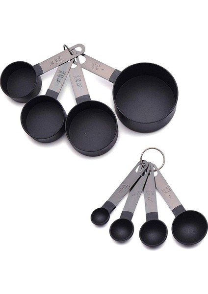 Siyah 8 Parça Siyah Plastik Ölçü Kapları Ölçü Kaşığı Pişirme Aletleri Mini Teraziler Pişirme Kaşıkları Kahve Çay Mutfak Aletleri (Yurt Dışından) indirimleri