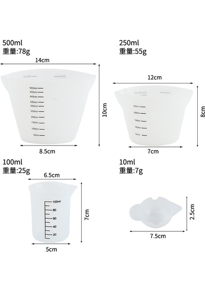 250 ml Şeffaf Ölçekli Silikon Ölçü Kabı Gıda Sınıfı Dayanıklı Yapışmaz Kendin Yap Kek Epoksi Reçine Takı Yapımı Mutfak Pişirme Aletleri (Yurt Dışından) fırsatları