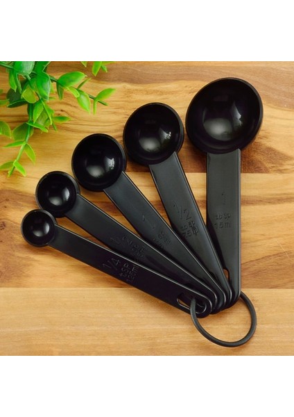 5 Adet-Set Siyah Yeni 5 Adet/takım 3 Renk Mutfak Ölçme Kaşığı Kahve Çay Kaşığı Şeker Kepçe Pişirme Pişirme Mutfak Ölçme Bardak Ölçeği Araçları (Yurt Dışından)