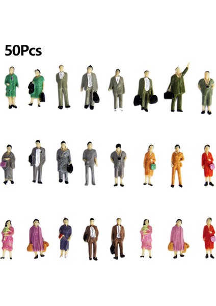 50 Adet Model Trenler Ho Ölçekli 1:87 Ayakta Insanlar Figürü Farklı Pozlar Plastik Boyalı Figürler Masa Dekorasyonu Çocuklara Hediye (Yurt Dışından)