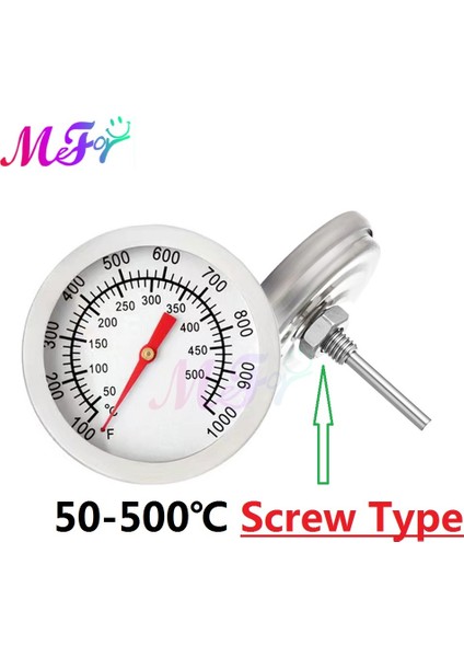 500 Derece 52MM50-500 Santigrat Derece Mutfak Fırın Termometresi 400 Pizza Ocağı Açık Hava Izgarası Barbekü Et Termografı Yemek Pişirme Aracı (Yurt Dışından)