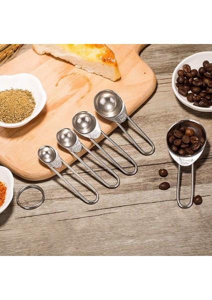 Gümüş 5 Adet Paslanmaz Çelik Ölçüm Kabı Mutfak Terazisi Ölçüm Kaşıkları Kepçe Pişirme Pişirme Çay Kaşığı Şeker Kahve Alet Takımı (Yurt Dışından) modelleri