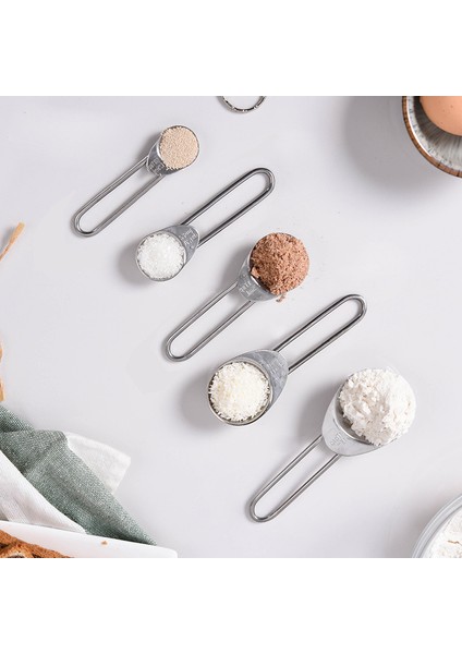 Gümüş 5 Adet Paslanmaz Çelik Ölçüm Kabı Mutfak Terazisi Ölçüm Kaşıkları Kepçe Pişirme Pişirme Çay Kaşığı Şeker Kahve Alet Takımı (Yurt Dışından) fırsatları