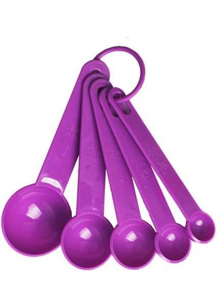 Mor 5 Adet/takım Mutfak Ölçüm Kaşığı Çay Kaşığı Kahve Şeker Kepçe Pişirme Pişirme Aracı Mutfak Ölçme Aracı Ölçekli 3 Renk (Yurt Dışından)