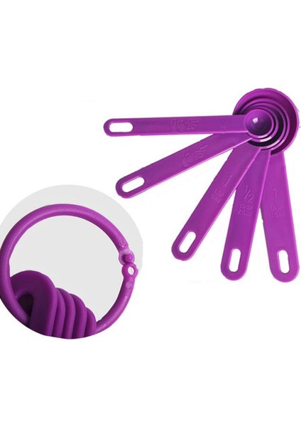 Mor 5 Adet/takım Mutfak Ölçüm Kaşığı Çay Kaşığı Kahve Şeker Kepçe Pişirme Pişirme Aracı Mutfak Ölçme Aracı Ölçekli 3 Renk (Yurt Dışından) modelleri