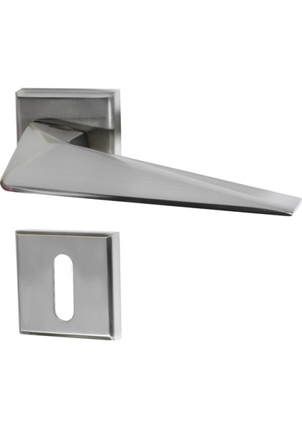 Kare Rozetli Inox Oda Kapı Kolu Sağa ve Sola Uygun 1 Takım