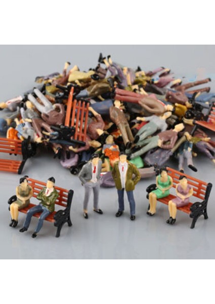 56 Adet/set Model Tren 1:50 Ölçekli Boyalı Model Insanlar ve Park Bankları Sahne Dekorasyonu Sokak Park Tren Demiryolu Düzeni Bağlantı Parçaları (Yurt Dışından) modelleri