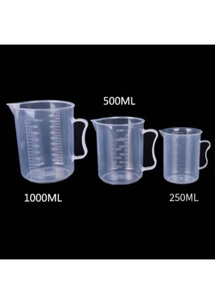 Şeffaf 250ML 250/500/1000ML Plastik Ölçüm Kapları Premium Şeffaf Ölçekli Dereceli Ölçüm Kabı Saplı Dökme Ağzı Laboratuvar Mutfak Aleti (Yurt Dışından)