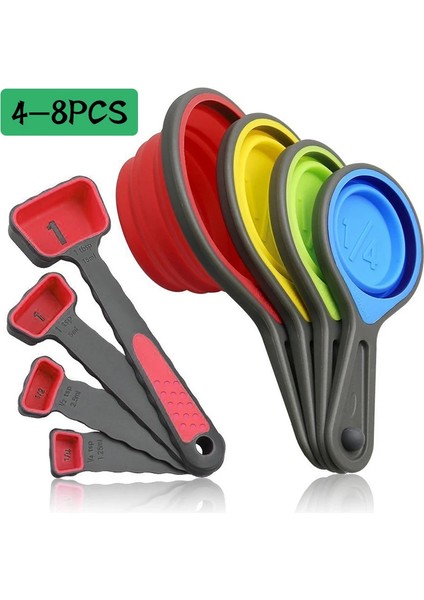 8 Adet Rastgele Renk 4/8 Adet Silikon Ölçüm Kabı Ölçüm Kaşığı Katlanabilir Pişirme Ölçüm Aleti Seti Kahve Un Bal Şeker Pişirme Kaşığı (Yurt Dışından) fiyatları