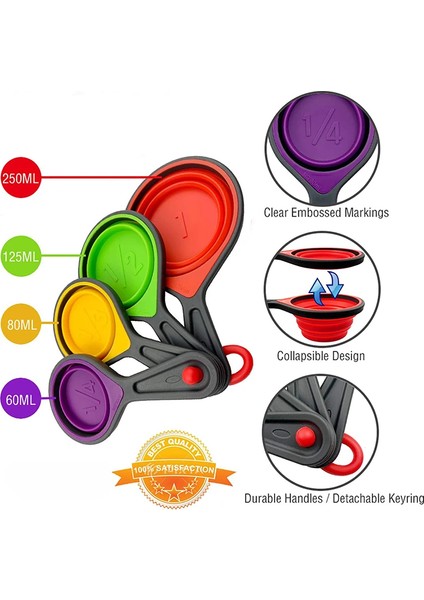 8 Adet Rastgele Renk 4/8 Adet Silikon Ölçüm Kabı Ölçüm Kaşığı Katlanabilir Pişirme Ölçüm Aleti Seti Kahve Un Bal Şeker Pişirme Kaşığı (Yurt Dışından) modelleri