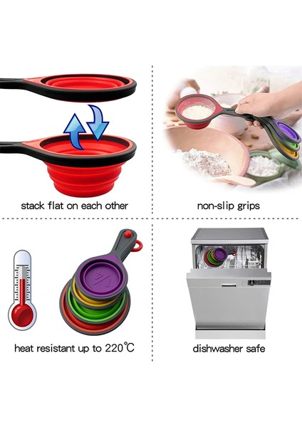 8 Adet Rastgele Renk 4/8 Adet Silikon Ölçüm Kabı Ölçüm Kaşığı Katlanabilir Pişirme Ölçüm Aleti Seti Kahve Un Bal Şeker Pişirme Kaşığı (Yurt Dışından) indirimleri