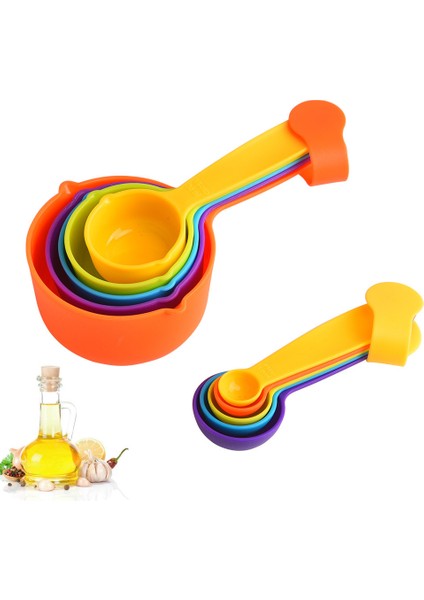Küçük 5 Parçalı Ölçme Kaşığı ve Ölçme Kabı Pişirme Araçları Diy Kek Pişirme Süt Tozu Kaşık 10 Parçalı Plastik Renk Ölçme Kaşığı (Yurt Dışından) fiyatları