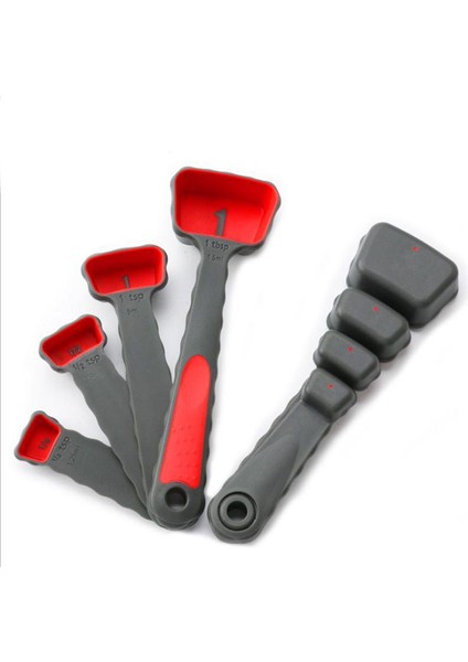 Blue-Spoon-4 Adet 4 Adet Silikon Katlanır Ölçme Kabı Ölçme Kaşığı Pişirme Araçları Ölçeği Plastik Renk Ölçme Kaşığı Mutfak Aksesuarları (Yurt Dışından) fırsatları