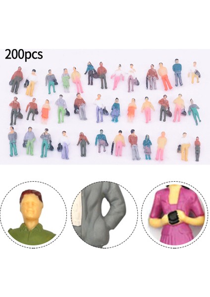 200 Adet Model Trenler Ho Ölçek 1:87 Ayakta Duran Insan Figürü Farklı Pozlar Plastik Boyalı Figürler Masa Dekorasyonu Çocuklara Hediye (Yurt Dışından)