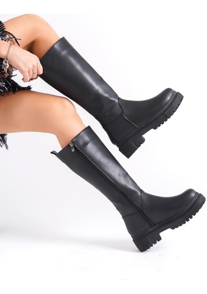 Mıra Bağcıksız Fermuarlı Ortopedik Taban Kadın Çizme Cst - Siyah fırsatları