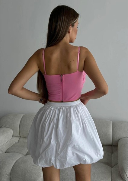 Gılla's Queen Kadın Pembe Çiçek Kabartmalı Crop Büstiyer fiyatları