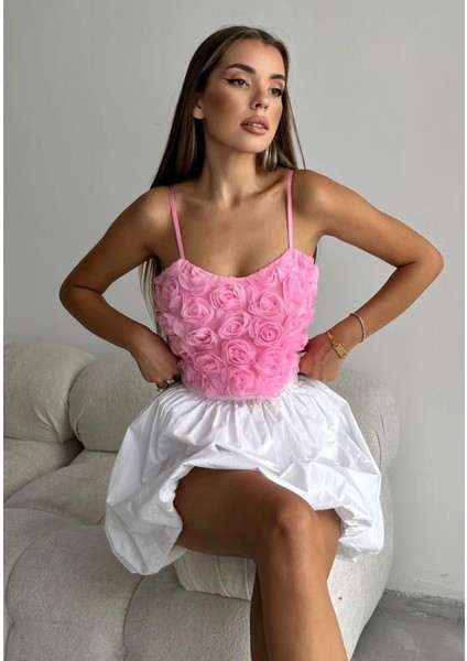 Gılla's Queen Kadın Pembe Çiçek Kabartmalı Crop Büstiyer modelleri