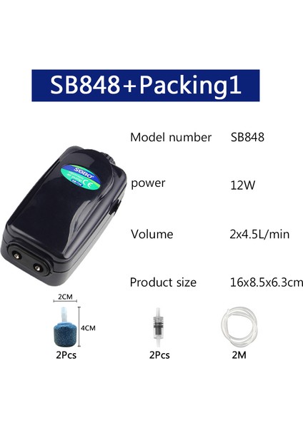 SB848 Ambalaj1 Stili Ab Fişi Sobo 8W 12W Balık Tankı Oksijen Hava Pompası Balık Akvaryum Hava Kompresörü F Hava Çıkışları Için Ayarlanabilir Hava Akışı Oksijen Pompası (Yurt Dışından)