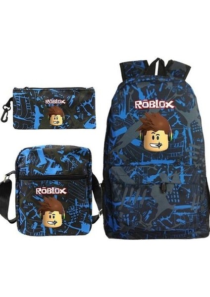 3 Adet / Takım Roblox Satchel Anime Baskılı Okul Çantası Sırt Çantası ile Kalem Çantası Messenger Çanta (Yurt Dışından)
