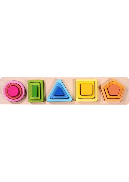 Beş Set Geometrik Şekil Sütun Yapı Taşları Erken Eğitim Eğitim Geliştirme Oyuncakları (Yurt Dışından)