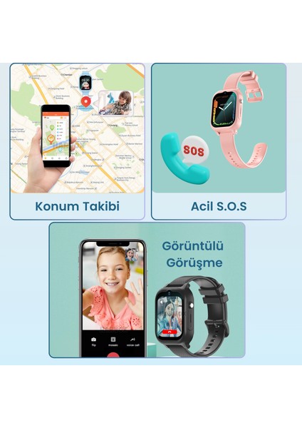 Hx Kids 4g Max Sim Kartlı Harvox Akıllı Çocuk Saati Gps Konum Takibi Arama Konuşma 4g Destekli modelleri