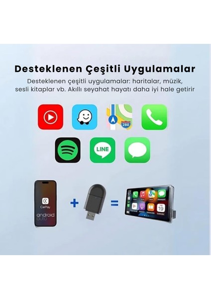 Carplay Dönüştürücü 2in1 USB Mini Kablosuz Carplay Ios Android Uyumlu USB ve Type-C fırsatları