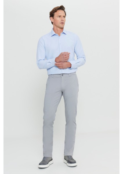Erkek Gri Slim Fit Dar Kesim Yan Cep Pamuklu Esnek Chino Pantolon fiyatları