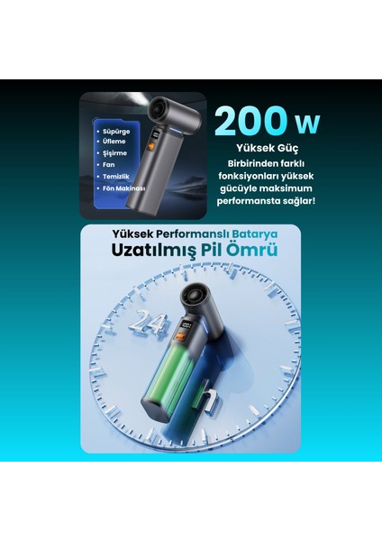 F1 Violent Turbo Jet Fan 130000RPM Ultra Güçlü Motor Güçlü Vakum 4000MAH Bataryalı Üflemeli modelleri