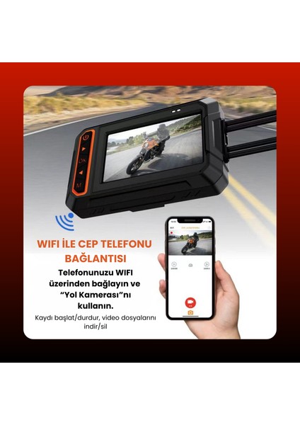 Motorsiklet Kamerası Gps ve Monitörlü Panoramik 170 Derece Ön+Arka Görüş Kamerası Wifi Hd fiyatları