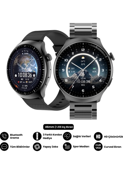 Watch Hx-4 Pro Akıllı Saat Apple iPhone ve Android Tüm Telefonlara Uyumlu