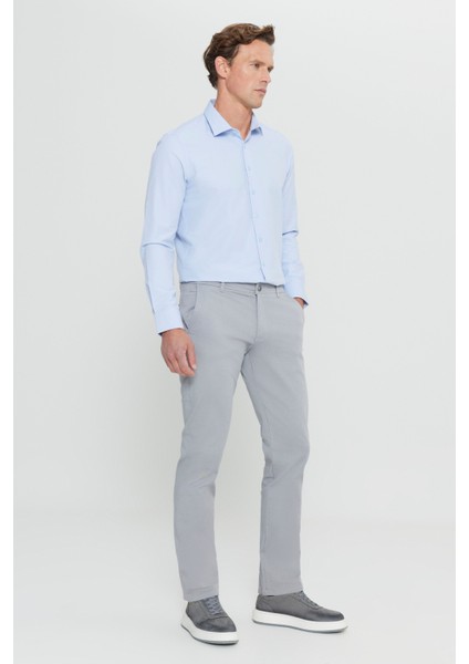 Erkek Gri Slim Fit Dar Kesim Yan Cep Pamuklu Esnek Chino Pantolon modelleri