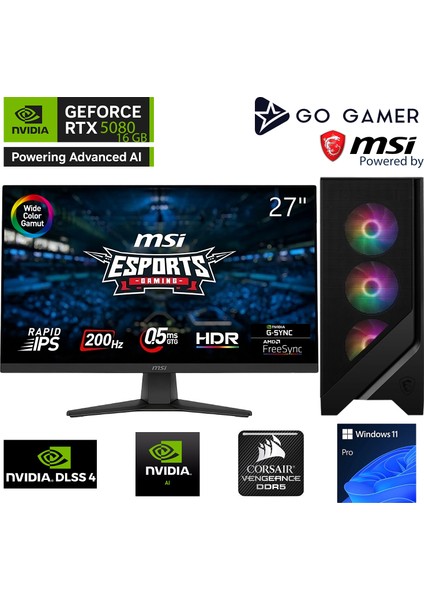 S1111D Intel Core I9 14900KF / 128GB 5200MHZ Ddr5 Ram / 2tb Nvme SSD 6000-5000MB-SN Gen4 / RTX5080 16GB / 240MM Sıvı Soğutma / Msı 27" 200Hz / Windows 11 Pro Masaüstü Bilgisayar