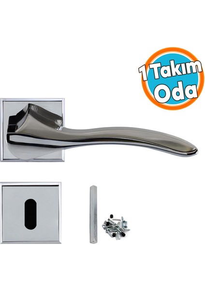 Oda Kapı Kolu 1 Takım Krom Inox Sağa Sola Uygun Ön Arka Oda Kapısı
