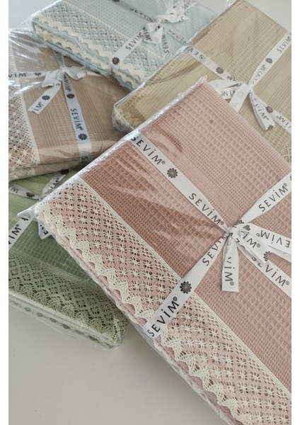 Kopanaki Dantelli Çift Kişilik Petek PIKE-210X230 Cm-Bej Renk Waffle Pike indirimleri