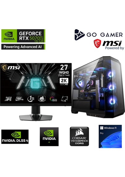 S1093DP Intel Core I9 14900KF / 32GB 6000MHZ Ddr5 Ram / 2tb Nvme SSD 6000-5000MB-SN Gen4 / RTX5070TI 16GB / 360MM Sıvı Soğutma / Msı 27" 2k 180Hz / Windows 11 Pro Masaüstü Bilgisayar