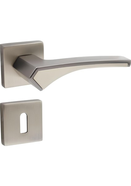 (1 Takım) Kare Rozetli Oda Kapı Kolu Sağa ve Sola Uygun Saten