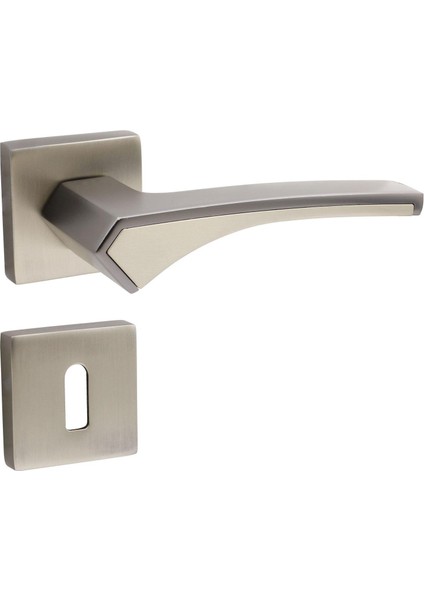 (1 Takım) Kare Rozetli Oda Kapı Kolu Sağa ve Sola Uygun Saten modelleri