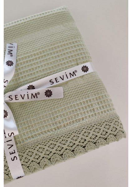 Çift Kişilik Kopanaki Dantelli Waffle PIKE-210X230 Cm-Fıstık Yeşili Petek Pike fırsatları