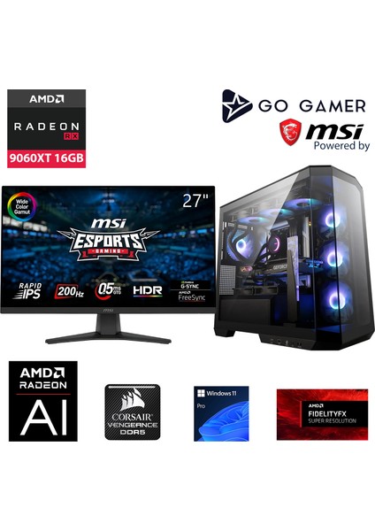 S983DP Intel Core I7 14700KF / 32GB 6000MHZ Ddr5 / 2tb Nvme SSD 6000-5000MB-SN Gen4 / Rx 9060 Xt 16GB / 240MM Sıvı Soğutma / Msı 27" 200Hz / Windows 11 Pro Masaüstü Bilgisayar