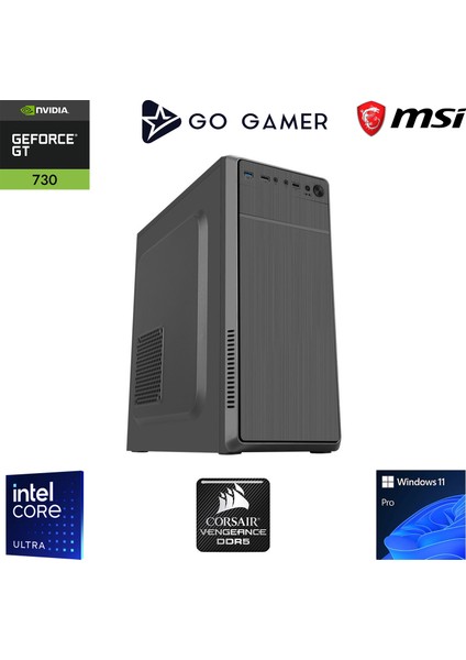 U09 Intel Core Ultra 5 225F / 16GB Ddr5 5200MHZ / 512GB M.2 SSD / GT730 4gb / Windows 11 Pro Iş Bilgisayarı
