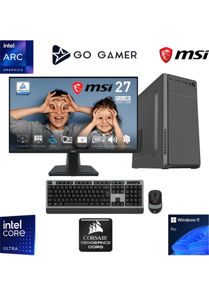 U05D Intel Core Ultra 5 225 / 32GB Ddr5 5200MHZ / 1tb Nvme SSD 5000-3600MB-SN Gen4 / Msı 27" 100Hz / Windows 11 Pro Iş Bilgisayarı