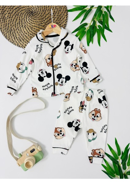Mickey Önden Düğmeli Mevsimlik 2 Parça Pjama Takımı fiyatları