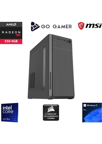 U15 Intel Core Ultra 5 225F / 32GB Ddr5 5200MHZ / 512GB M.2 SSD / RX550 4gb / Windows 11 Pro Iş Bilgisayarı